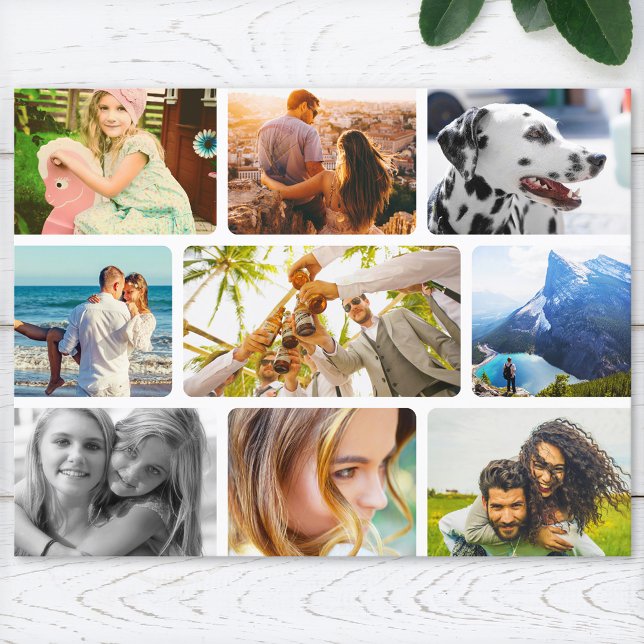 Postcard 9 Photo Template Rounded Frame Collage (Creator Uploaded)