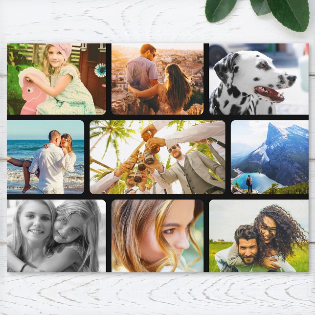 Postcard 9 Photo Template Rounded Frame Collage (Creator Uploaded)