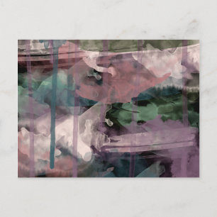 Postcard, Abstract Paint, Pink Green Blue Brown Postcard