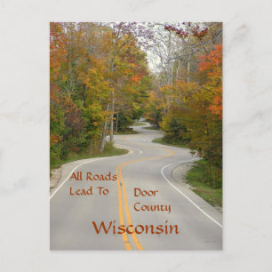 postcard, "All Roads Lead To Door County" Postcard