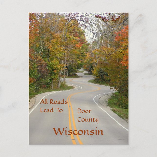postcard, "All Roads Lead To Door County" Postcard (Front)