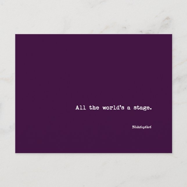Postcard - All the world's a stage - Shakespeare (Front)
