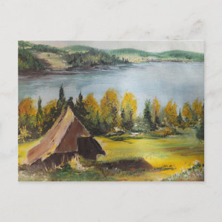 Postcard Ann Hayes Painting Chalet On The Lake