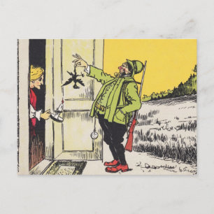 POSTCARD ANTIQUE REINTRODUCTION BIRD HUNTER'S WIFE