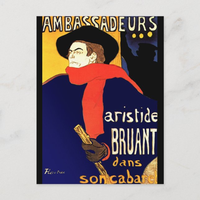 Postcard: Aristide Bruant by Toulouse-Lautrec Postcard (Front)