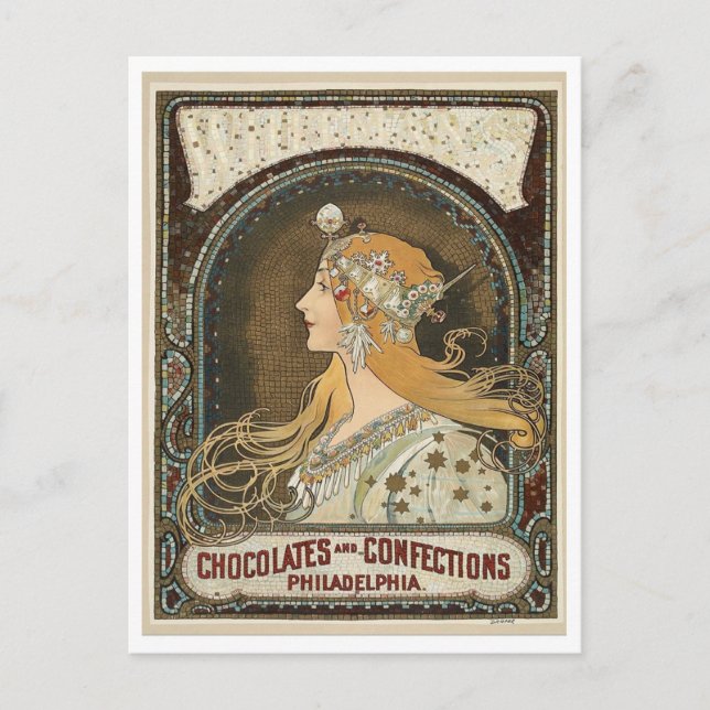 Postcard - Art Nouveau Chocolates + Confections (Front)