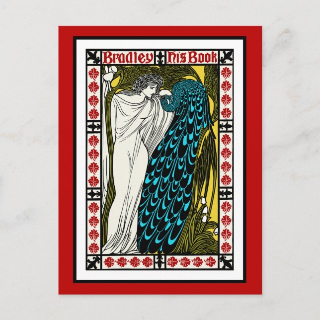 Postcard: Art Nouveau Peacock Artwork - The Kiss Postcard (Front)
