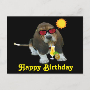 Postcard Baby Basset Summer Time Happy Birthday