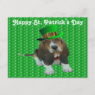 Postcard Basset Hound Happy StPatrick's Day