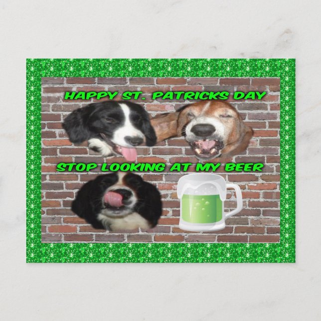 Postcard Basset Hound Stop Looking At My Beer (Front)