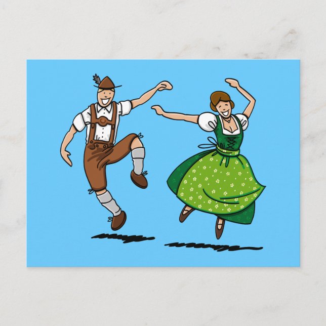 Postcard Bavarian BEER FESTIVAL Couple Dancing (Front)