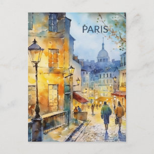POSTCARD Beautiful Watercolor of Paris Travel