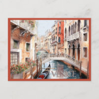 POSTCARD Beautiful Watercolor of Venice Travel