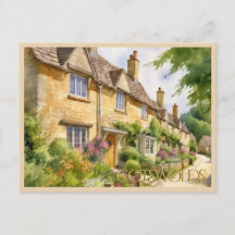 POSTCARD Beautiful Watercolor the Cotswolds Travel