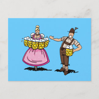 Postcard BEER FESTIVAL Dirndl Waitress Beer Stein