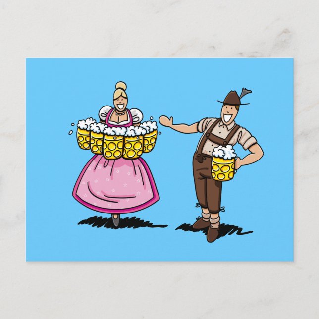 Postcard BEER FESTIVAL Dirndl Waitress Beer Stein (Front)