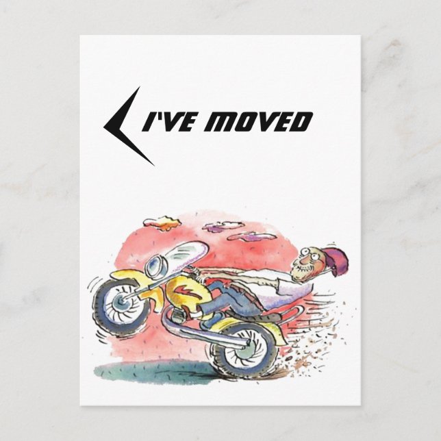 Postcard Biker Moving I've Moved New Address PC (Front)