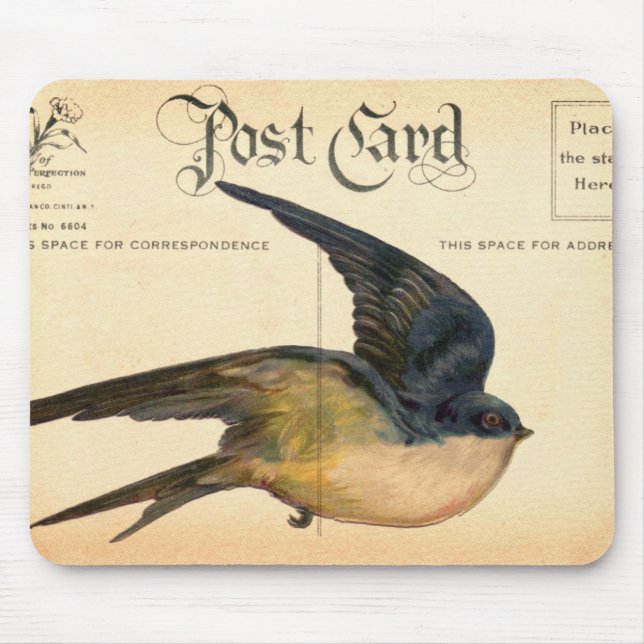 Postcard Bird Digital Art Mouse Pad (Front)