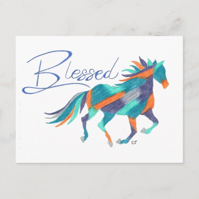 Postcard Blessed Horse by Sherry Jarvis (Front)
