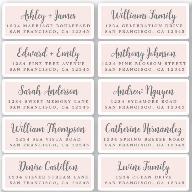 Postcard Calligraphy Wedding Guest Address Labels (Front)