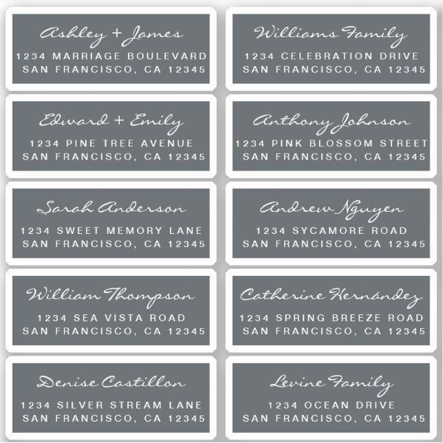 Postcard Calligraphy Wedding Guest Address Labels (Front)