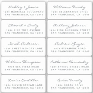 Postcard Calligraphy Wedding Guest Address Labels