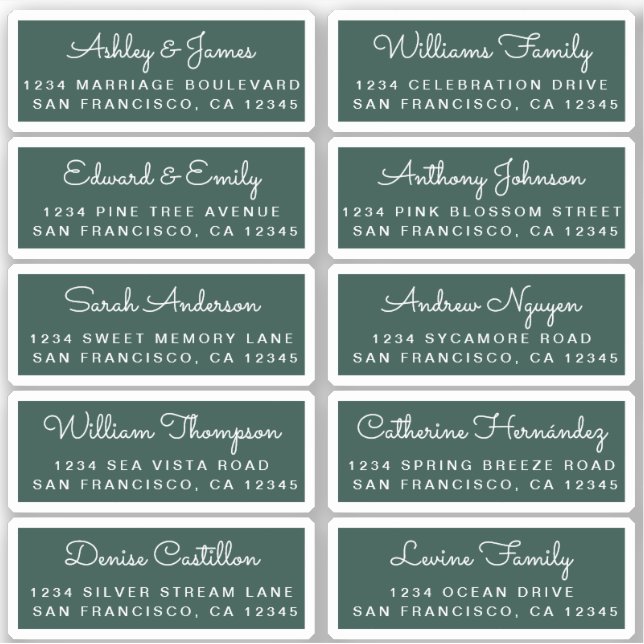 Postcard Calligraphy Wedding Guest Address Labels (Front)