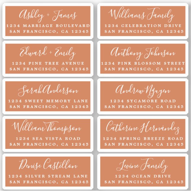 Postcard Calligraphy Wedding Guest Address Labels (Front)