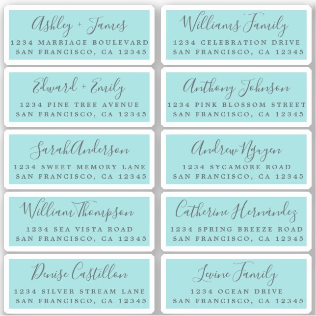 Postcard Calligraphy Wedding Guest Address Labels (Front)
