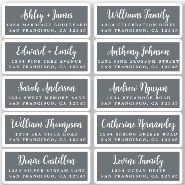 Postcard Calligraphy Wedding Guest Address Labels (Front)