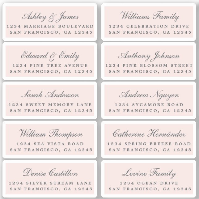 Postcard Calligraphy Wedding Guest Address Labels (Front)