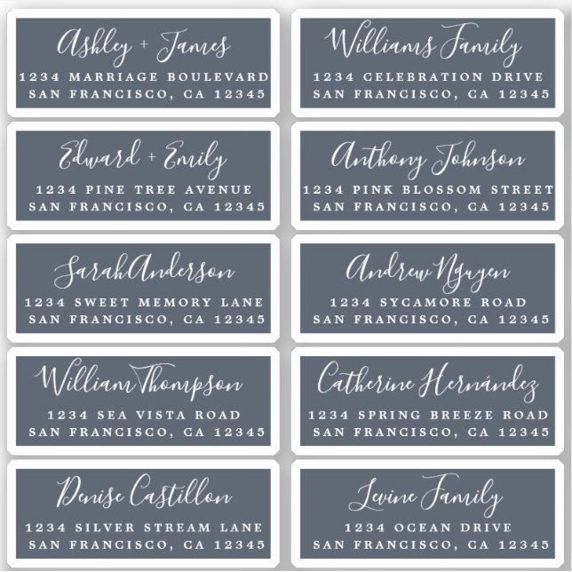 Postcard Calligraphy Wedding Guest Address Labels (Front)