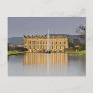 Postcard Chatsworth House Lake Reflections U.K.
