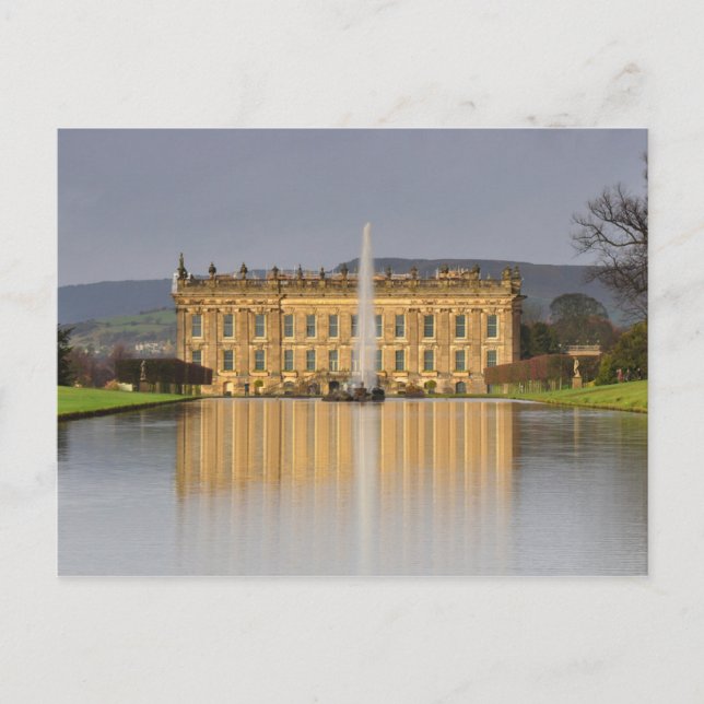 Postcard Chatsworth House Lake Reflections U.K. (Front)