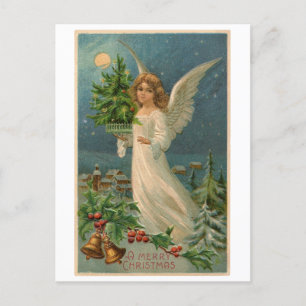 Postcard: Christmas Angel with Tiny Tree Postcard