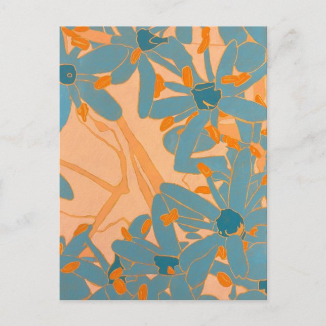 Postcard Contemporary Leaf Design in Peach (Front)