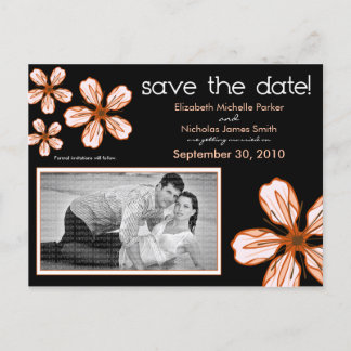POSTCARD: Coral Cherry Blossom Save the Date Announcement Postcard