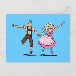 Postcard Dancing Bavarian BEER FESTIVAL Couple