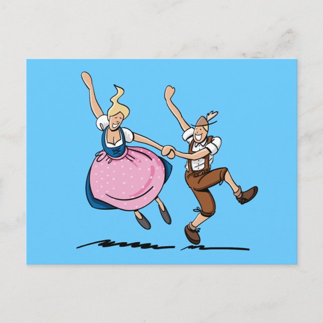 Postcard Dancing Bavarian BEER FESTIVAL Couple (Front)