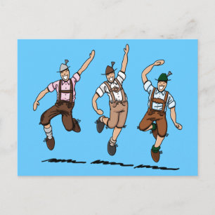 Postcard Dancing Bavarian Lederhosen Men