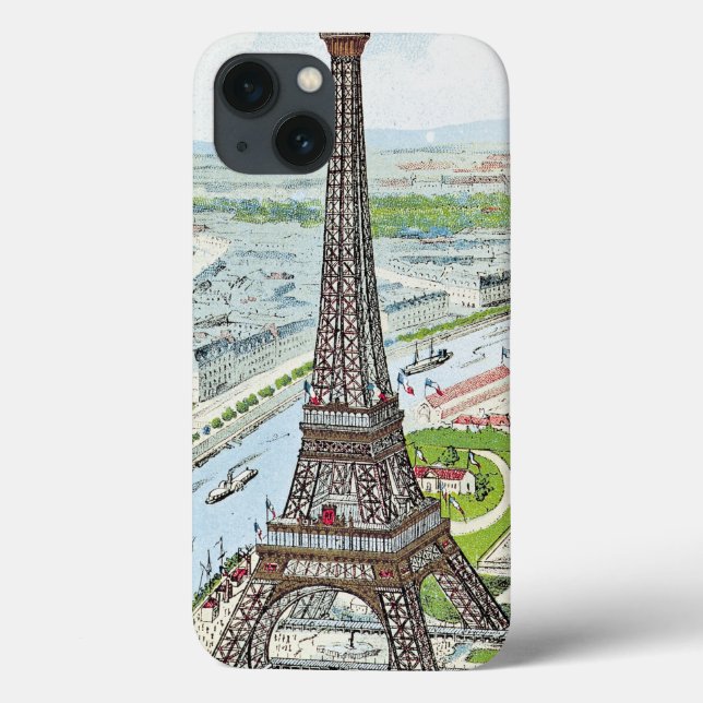 Postcard depicting the Eiffel Tower Case-Mate iPhone Case (Back)