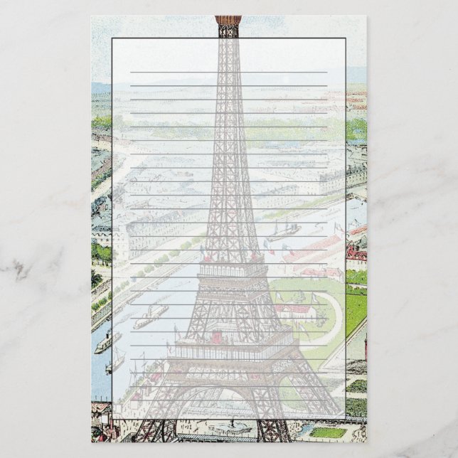 Postcard depicting the Eiffel Tower Stationery (Front)