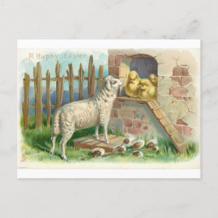Postcard: Easter lamb and chicks Postcard