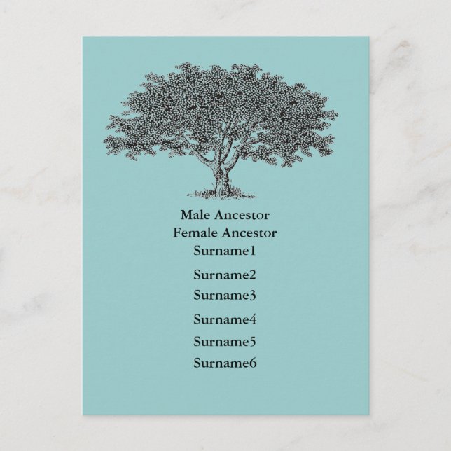 Postcard - Family Tree list (Front)