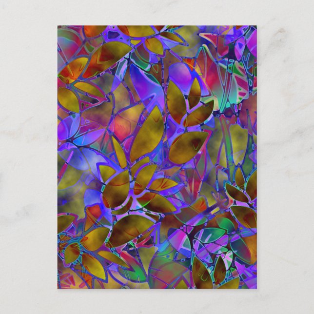 Postcard Floral Abstract Stained Glass (Front)