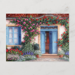 Postcard flowerpots, flowers and colors