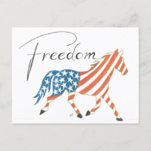 Postcard Freedom Flag Horse by Sherry Jarvis