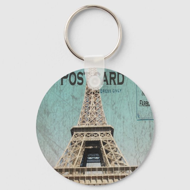 Postcard From Paris EIffel Tower Key Ring (Front)