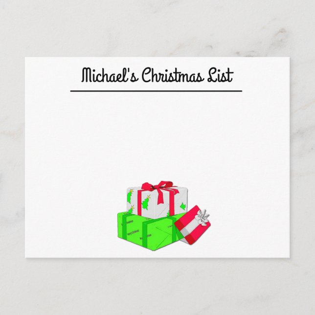 Postcard from Santa Claus and Christmas Wishlist (Front)