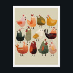 Postcard. Funny Birds Postcard<br><div class="desc">Collectible postcard. Interesting drawing ideas. Funny birds.</div>